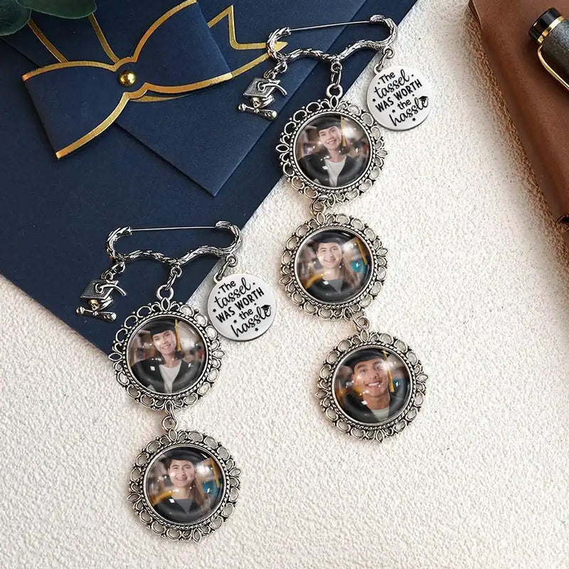 Custom Photo The Tassel Was Worth The Hassle - Personalized Graduation Tassel Pin