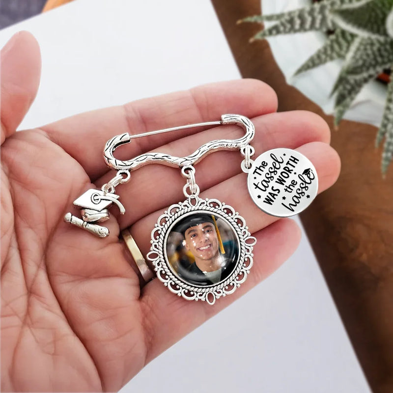 Custom Photo The Tassel Was Worth The Hassle - Personalized Graduation Tassel Pin