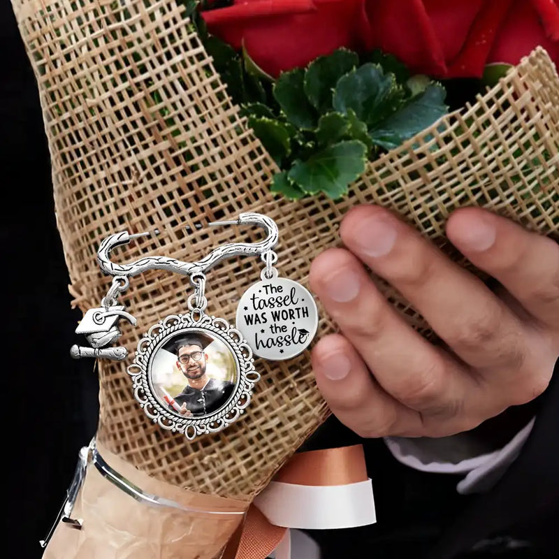 Custom Photo The Tassel Was Worth The Hassle - Personalized Graduation Tassel Pin