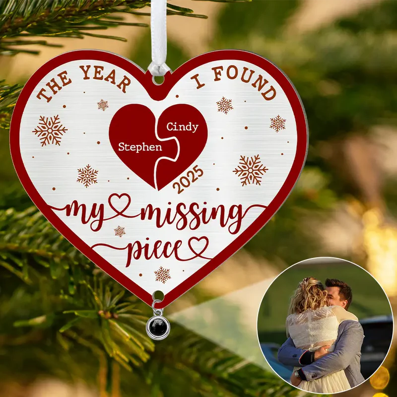 Custom Photo The Year I Found My Missing Piece - Personalized Custom Shaped Photo Projection Ornament