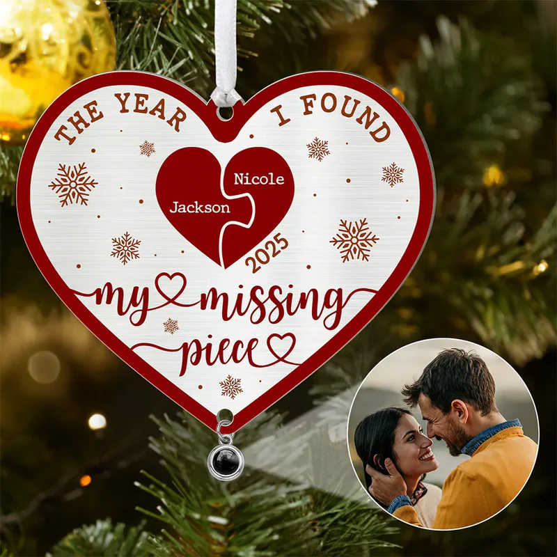 Custom Photo The Year I Found My Missing Piece - Personalized Custom Shaped Photo Projection Ornament