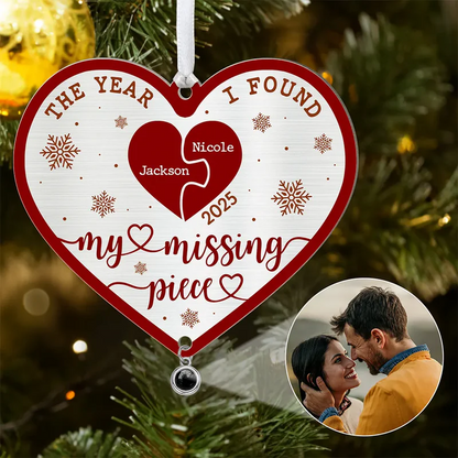 Custom Photo The Year I Found My Missing Piece - Personalized Custom Shaped Photo Projection Ornament