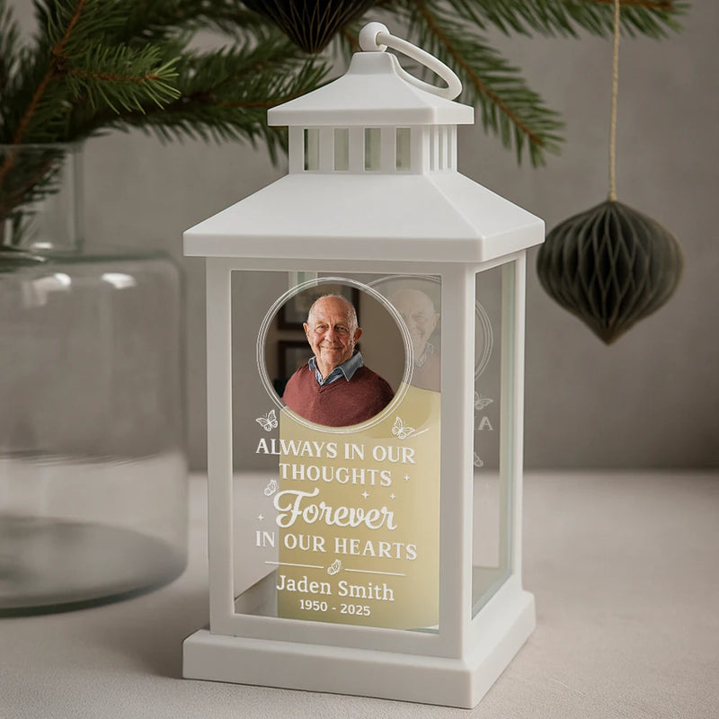 Custom Photo This Candle Burns In Loving Memory - Personalized LED Candle Lantern