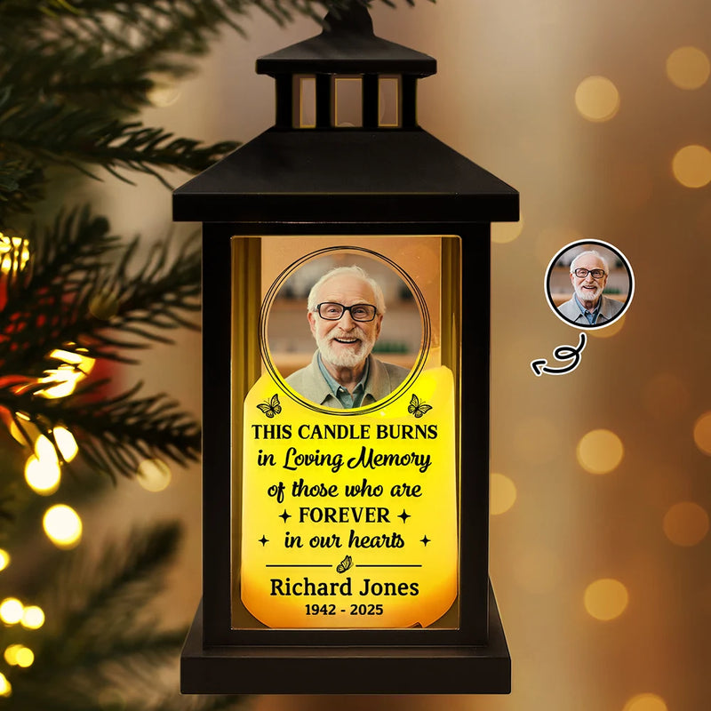 Custom Photo This Candle Burns In Loving Memory - Personalized LED Candle Lantern