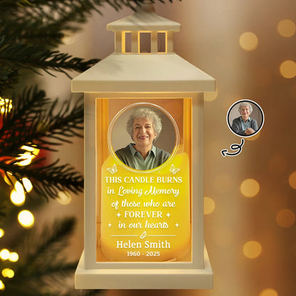 Custom Photo This Candle Burns In Loving Memory - Personalized LED Candle Lantern