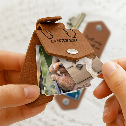 Custom Photo This Human Belongs To - Personalized Leather Photo Keychain