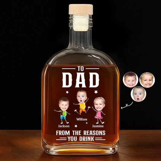 Custom Photo To Mom Dad From The Reasons You Drink - Personalized Whiskey Bottle