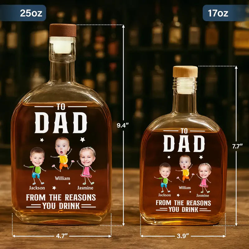 Custom Photo To Mom Dad From The Reasons You Drink - Personalized Whiskey Bottle