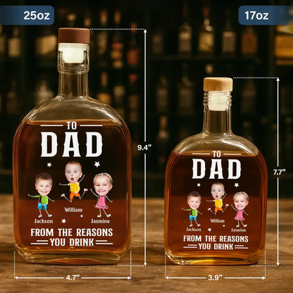 Custom Photo To Mom Dad From The Reasons You Drink - Personalized Whiskey Bottle