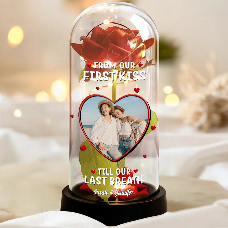 Custom Photo Together And Forever Yours - Personalized Everlasting Rose Dome Lamp