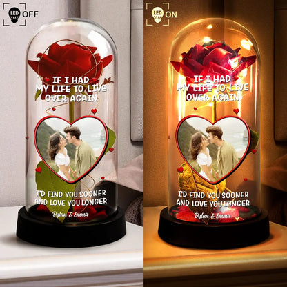 Custom Photo Together And Forever Yours - Personalized Everlasting Rose Dome Lamp