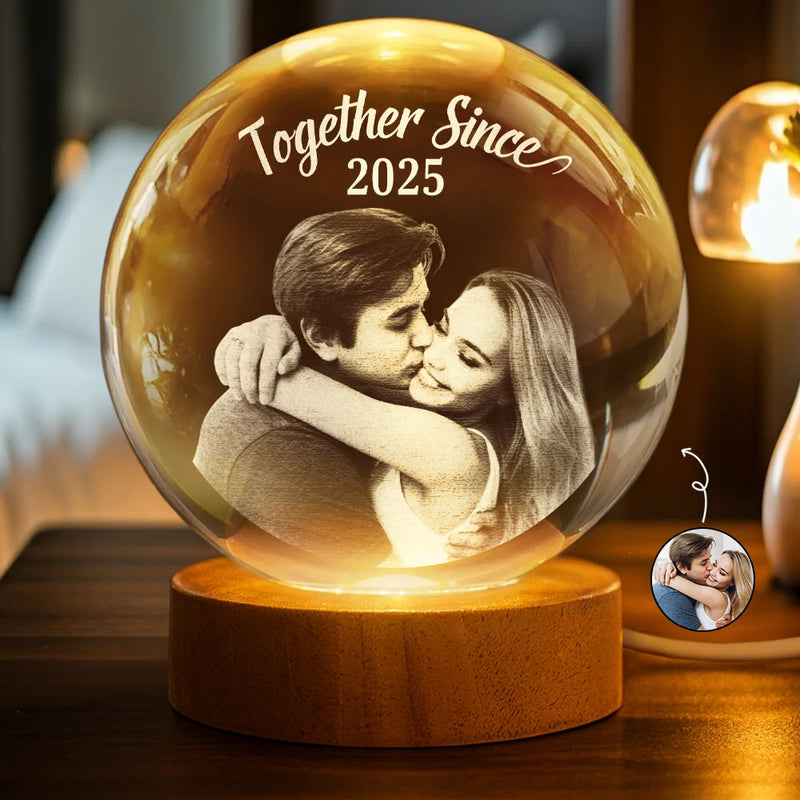 Custom Photo Together Since - Personalized Crystal Globe Lamp