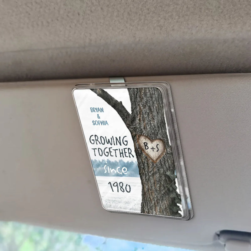 Tree Heart Carved Effect Couple Growing Together Since - Personalized Custom Shaped Acrylic Car Visor Clip