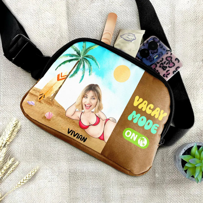 Custom Photo Vacay Mode On - Personalized Crossbody Belt Bag