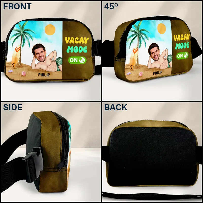 Custom Photo Vacay Mode On - Personalized Crossbody Belt Bag