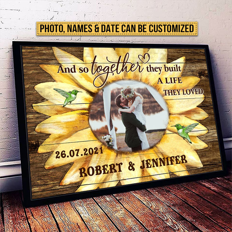 Custom Photo Wedding Married Couple Housewarming Gift Sunflower Custom Poster