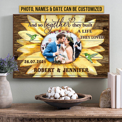 Custom Photo Wedding Married Couple Housewarming Gift Sunflower Custom Poster