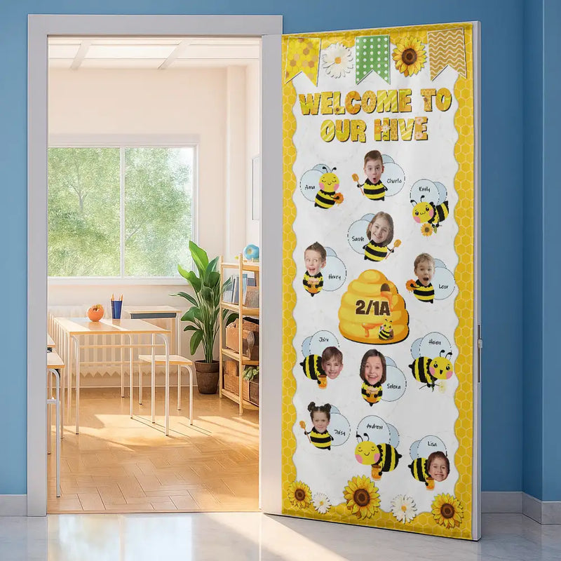 Custom Photo Welcome To Our Hive - Personalized Door Cover