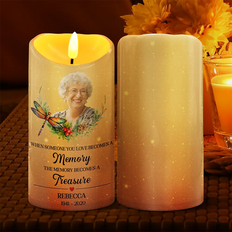 Custom Photo When Someone You Love Becomes A Memory Memorial - Personalized Flameless LED Candle