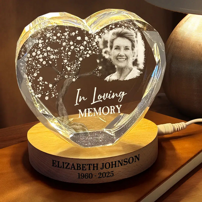 Custom Photo When You Miss Me Have No Fear Memorial - Personalized Crystal Heart Shaped Lamp