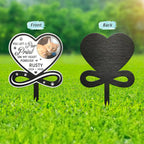 Custom Photo You Left A Paw Print On Our Hearts Forever Memorial - Personalized Metal Garden Stake