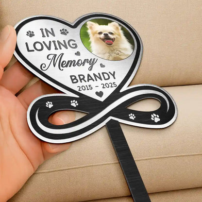 Custom Photo You Left A Paw Print On Our Hearts Forever Memorial - Personalized Metal Garden Stake