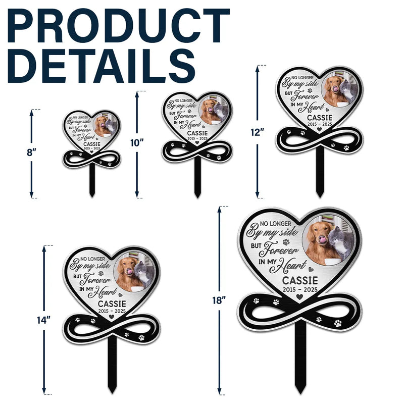 Custom Photo You Left A Paw Print On Our Hearts Forever Memorial - Personalized Metal Garden Stake