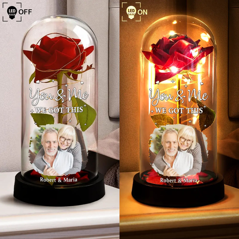 Custom Photo You & Me We Got This - Personalized Everlasting Rose Dome Lamp