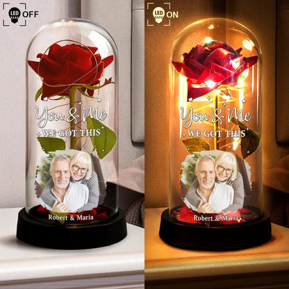 Custom Photo You & Me We Got This - Personalized Everlasting Rose Dome Lamp