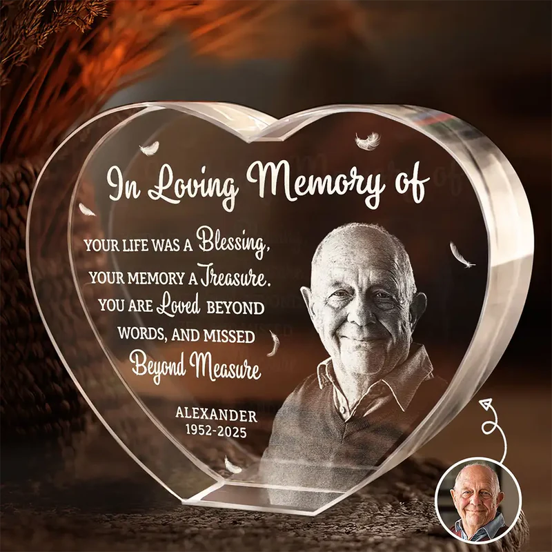 Custom Photo Your Life Was A Blessing Memorial - Personalized Crystal Heart