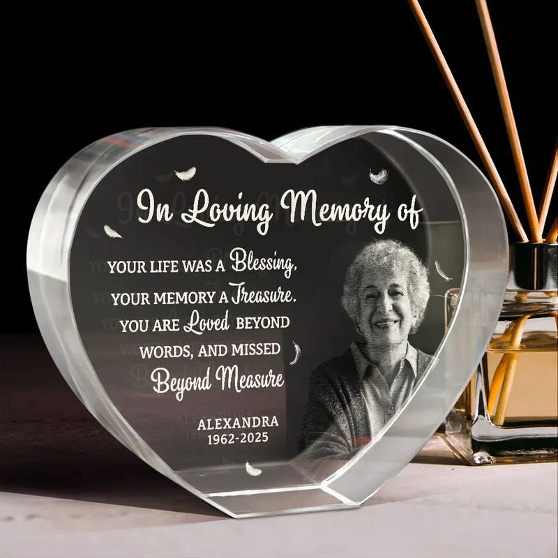 Custom Photo Your Life Was A Blessing Memorial - Personalized Crystal Heart