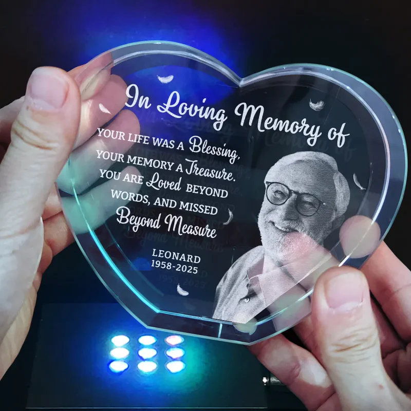 Custom Photo Your Life Was A Blessing Memorial - Personalized Crystal Heart