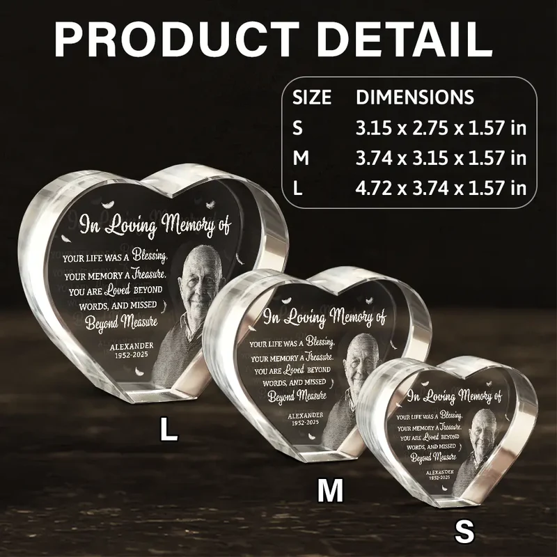Custom Photo Your Life Was A Blessing Memorial - Personalized Crystal Heart