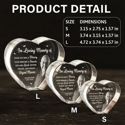 Custom Photo Your Life Was A Blessing Memorial - Personalized Crystal Heart
