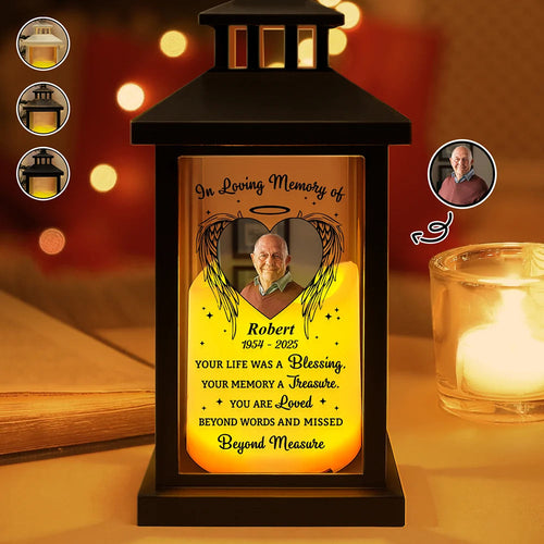 Custom Photo Your Life Was A Blessing Memorial - Personalized LED Candle Lantern