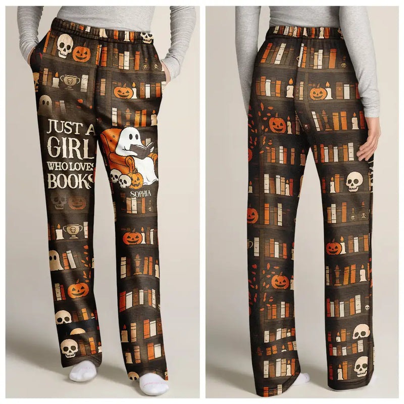 Cute Ghost Just A Girl Who Loves Books - Personalized Sweatpants