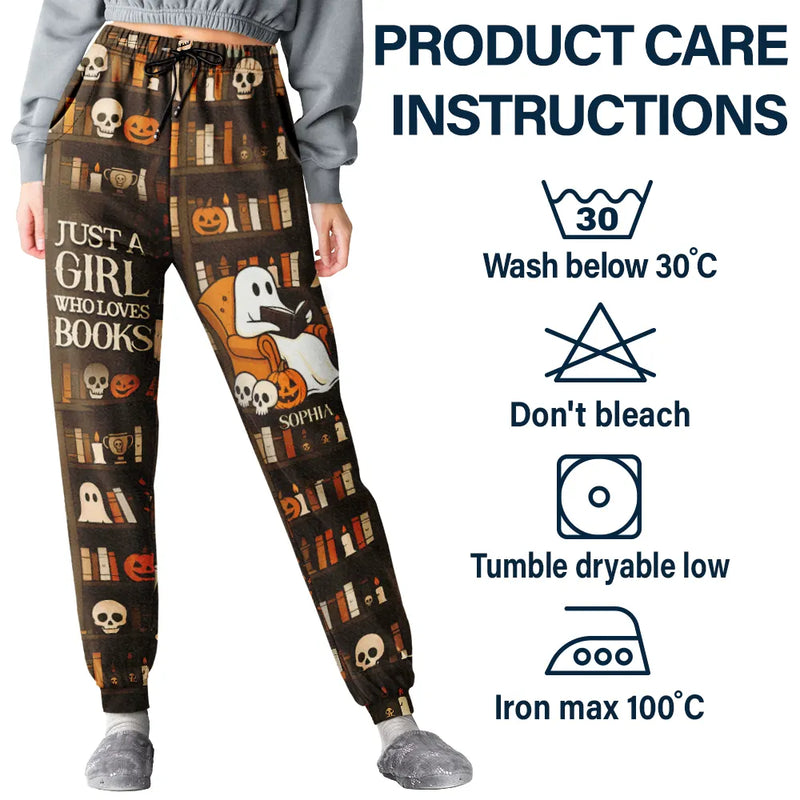 Cute Ghost Just A Girl Who Loves Books - Personalized Sweatpants