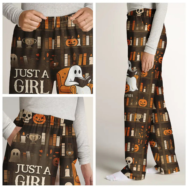 Cute Ghost Just A Girl Who Loves Books - Personalized Sweatpants