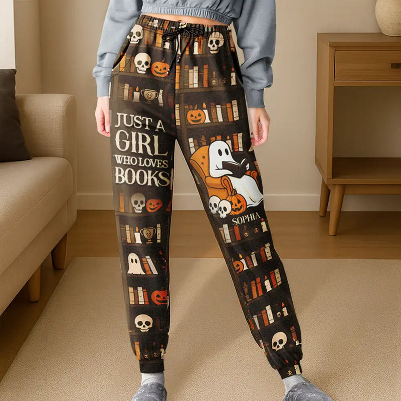 Cute Ghost Just A Girl Who Loves Books - Personalized Sweatpants