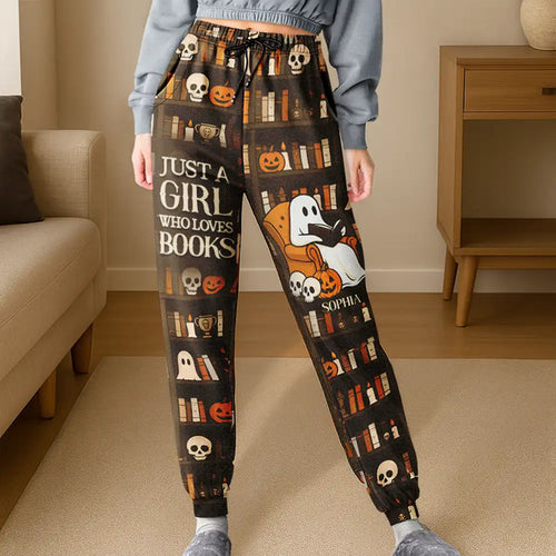 Cute Ghost Just A Girl Who Loves Books - Personalized Sweatpants