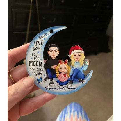 Cute Grandma & Grandkid On Moon Christmas Gift Personalized Acrylic Ornament [Grandma's nickname can be changed] ornament The Next Custom Gift