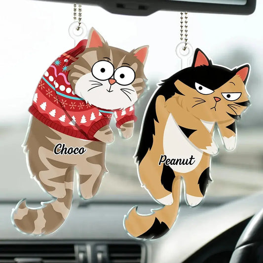 Cute Hanging Cats - Personalized Acrylic Car Hanger Keychain The Next Custom Gift