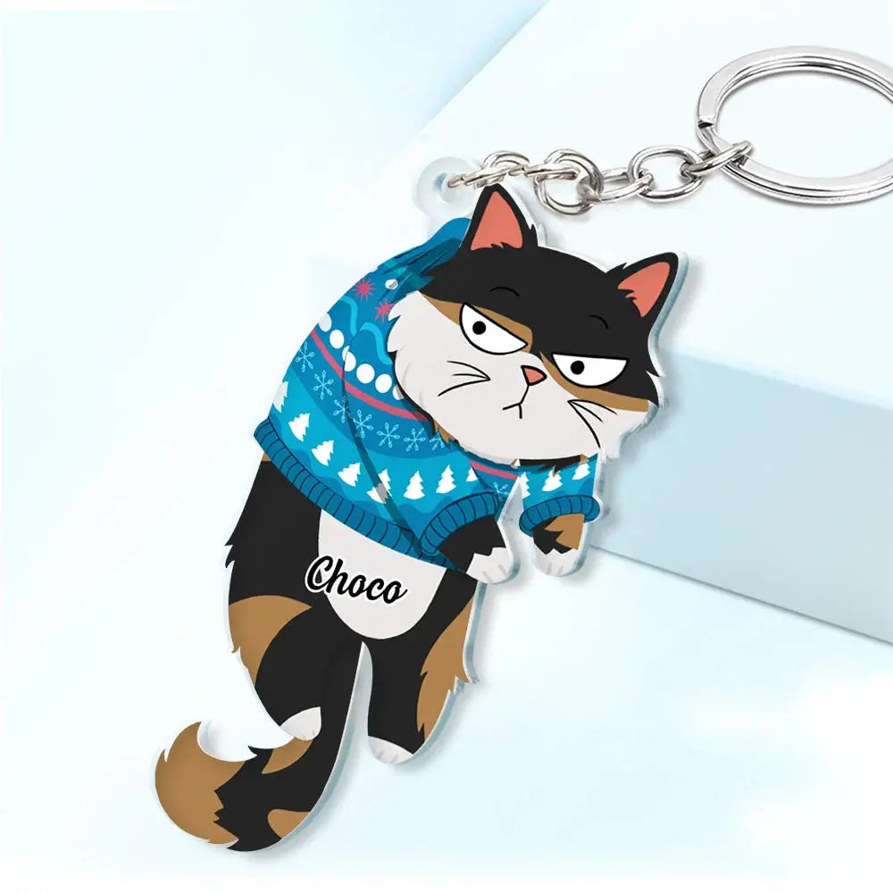 Cute Hanging Cats - Personalized Cutout Acrylic Keychain Keychain The Next Custom Gift