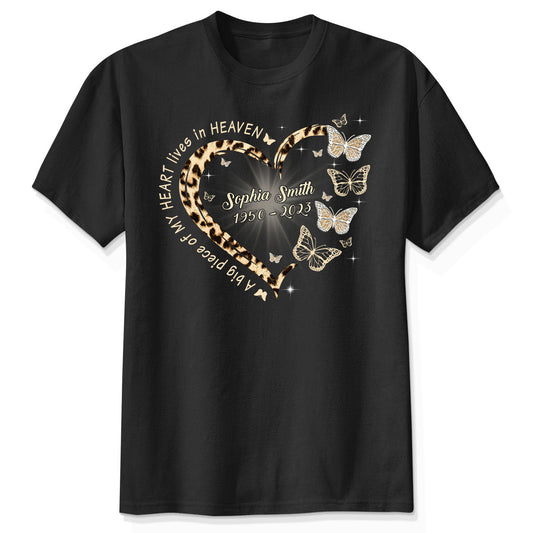 Leopard Big Piece Of My Heart Lives In Heaven Personalized Shirt