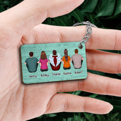 Green Palette Family Memorial Remembrance Keepsake Personalized Wooden Keychain