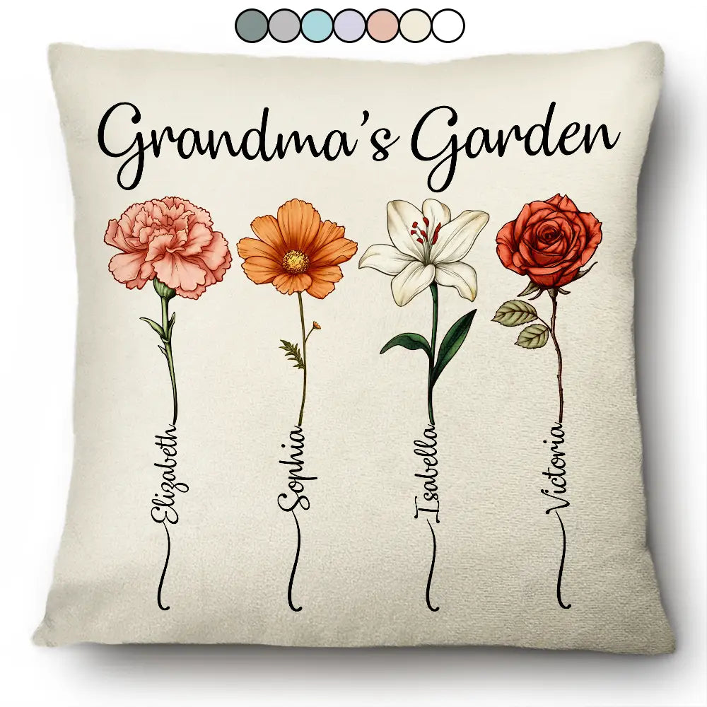 Grandma's Garden Birth Flower - Personalized Pillow