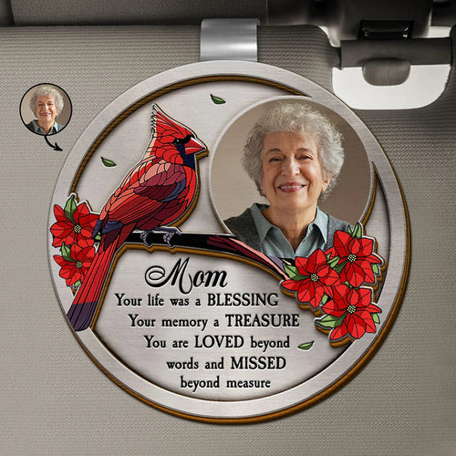 Custom Photo Dad Mom Your Life Was A Blessing Memorial - Personalized Custom Shaped Car Visor Clip