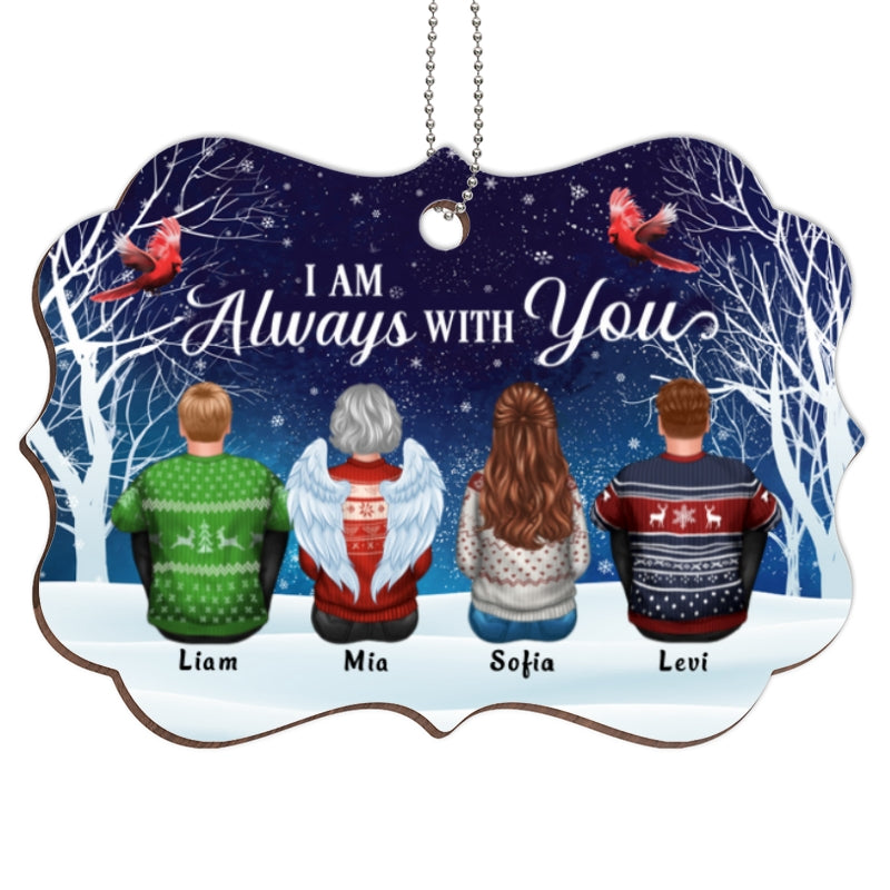 Always With You Family Memorial Snow Personalized Wooden Ornament