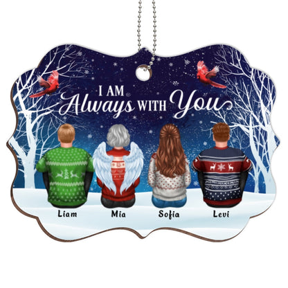 Always With You Family Memorial Snow Personalized Wooden Ornament