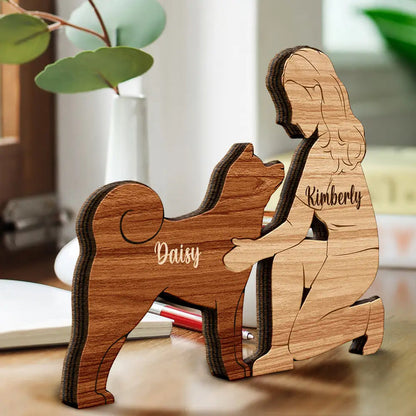A Girl And Her Dog A Bond That Can't Be Broken - Personalized Wooden Dog Sculpture
